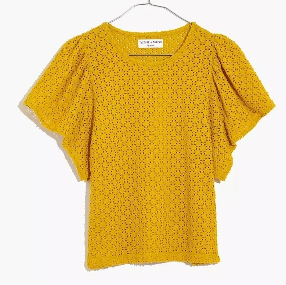 Madewell Texture & Thread Eyelet Flutter-Sleeve T… - image 2